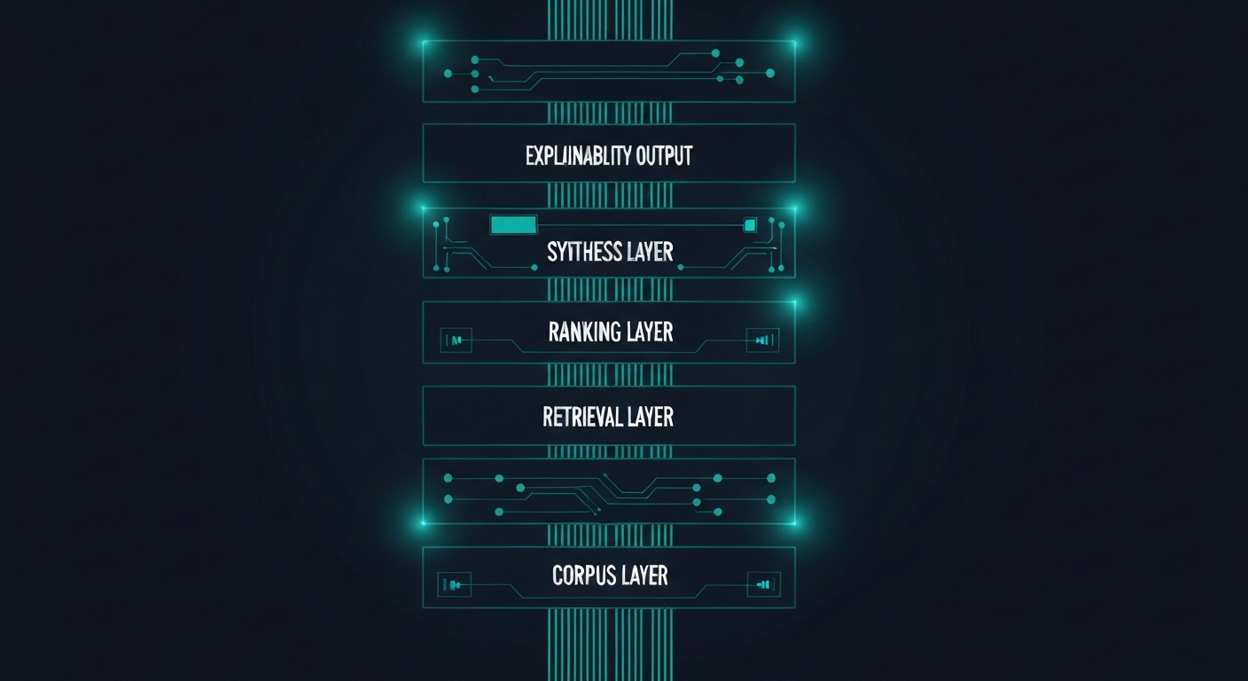 Multi-layer clinical AI retrieval architecture diagram